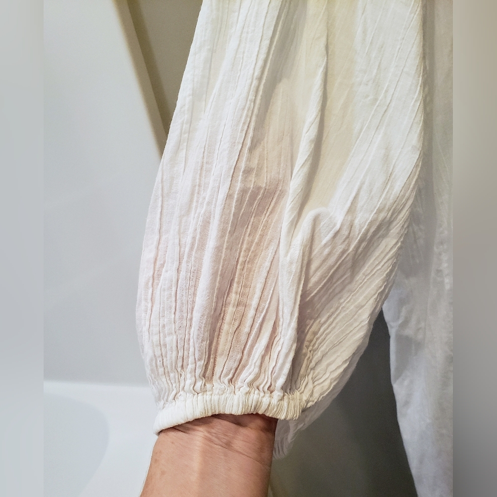 Lauren Ralph Lauren Mini Dress 100% Cotton Lightweight Semi Sheer White Sz Large - Picture 7 of 9